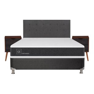 Box Spring Cic Ortopedic / 2 Plazas / Base Normal  + Set De Maderas