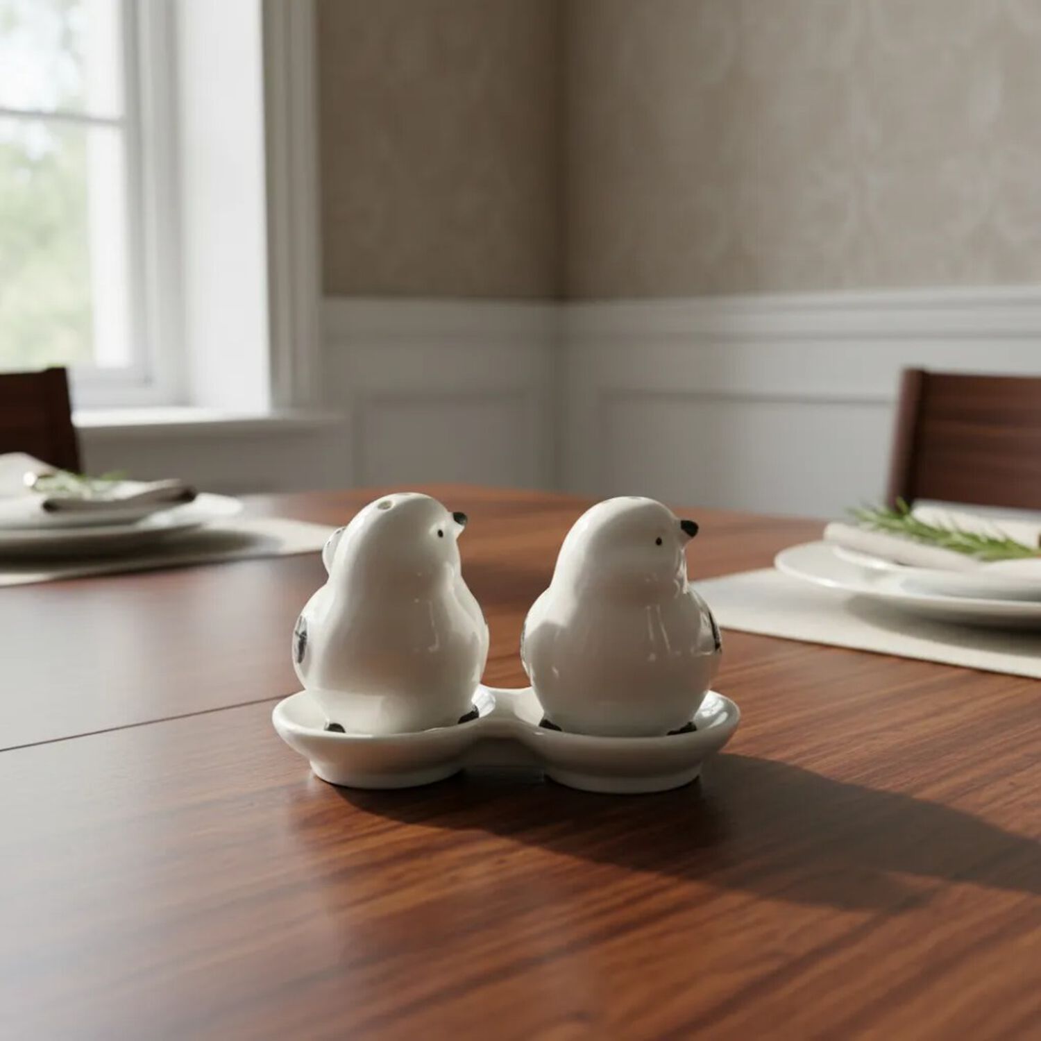 Set Salero Y Pimentero Cer&aacute;mico Decorativo Pajaritos Blanco image number 1.0