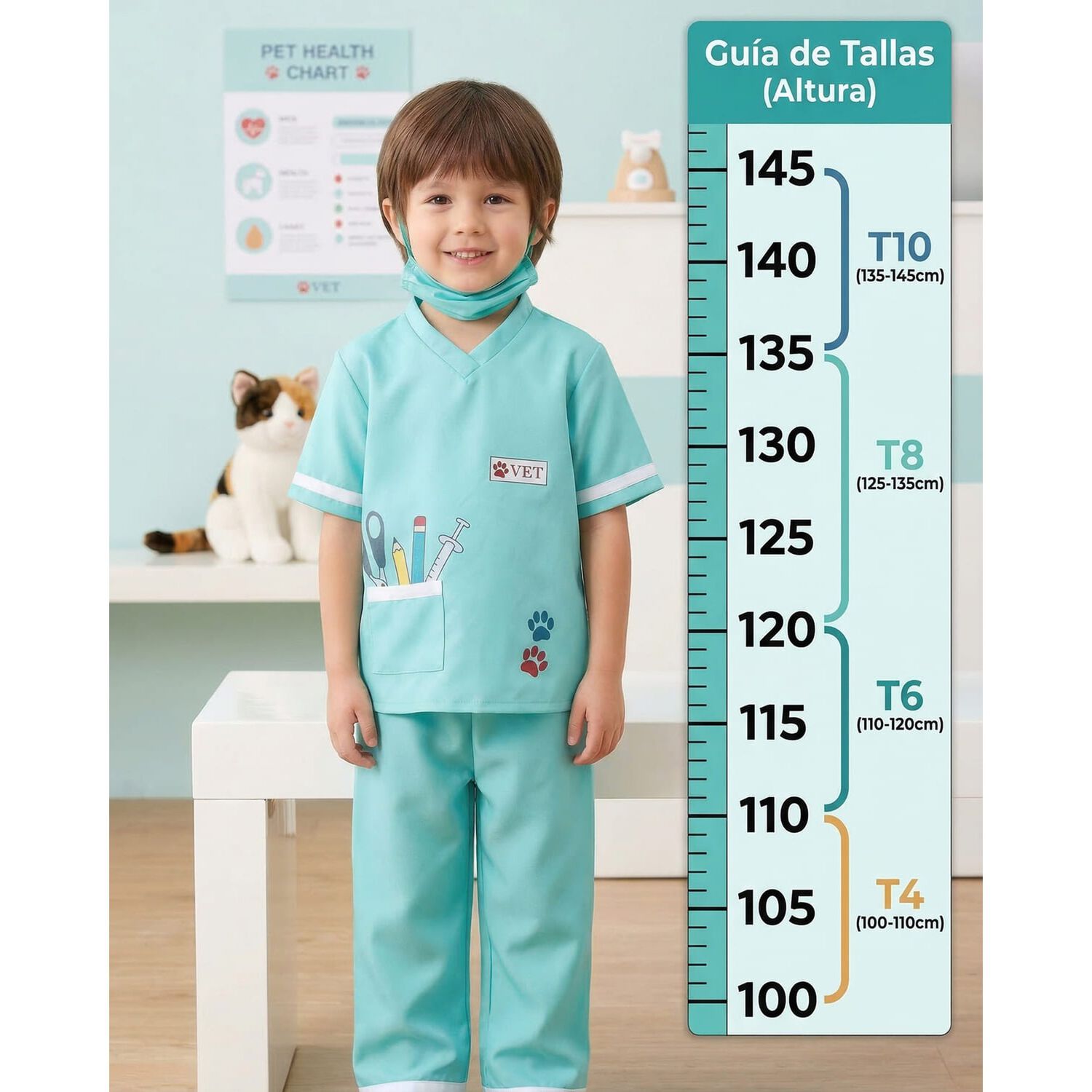 Disfraz Veterinario Cosplay Juego Rol Traje Doctor Ni&ntilde;os image number 6.0