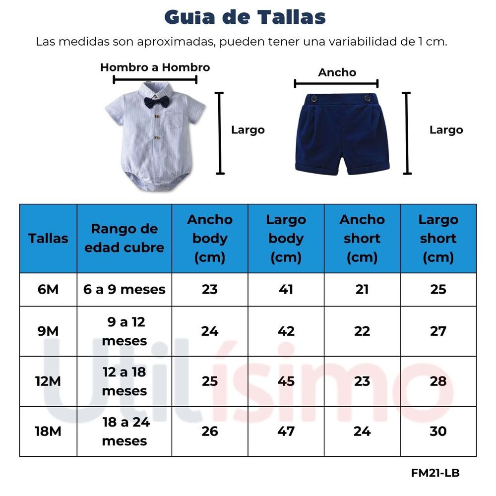 Conjunto De Vestir Niño Body Estilo Camisa Y Pantalón Corto 6 A 24 Meses Rayas Azules image number 2.0