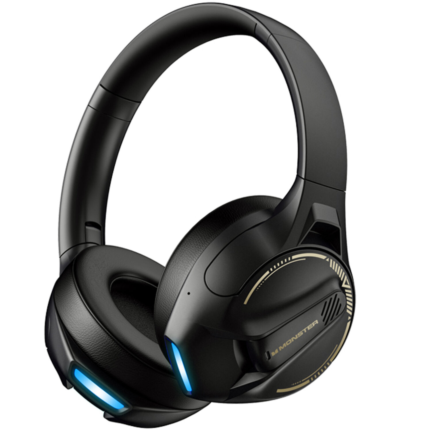 Aud&iacute;fonos Bluetooth Gamer Rgb Azul Monster Xkh03 Negro - Ps image number 0.0