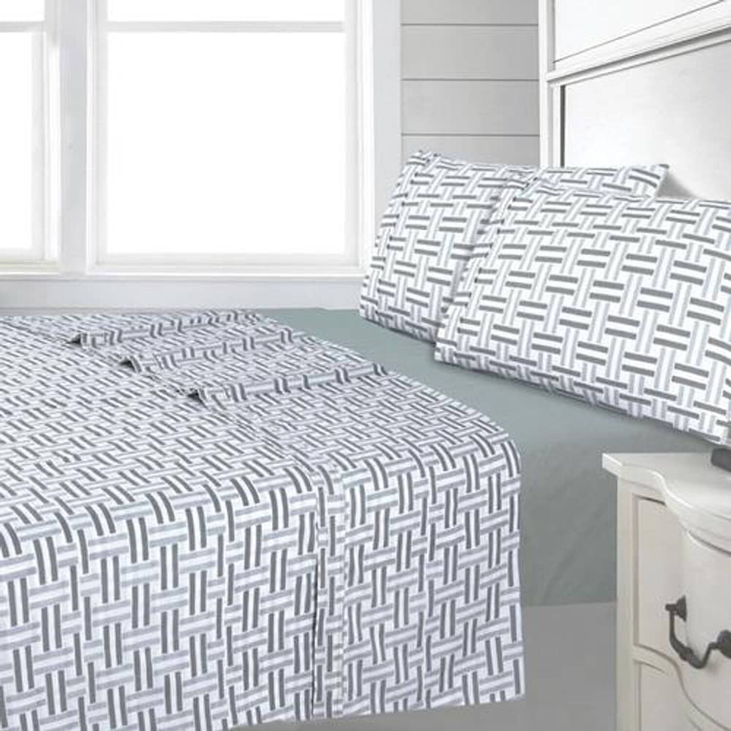 Sabana Andes 144 Hilos Estampada Geometrico Gris 1.5 Plaza image number 0.0