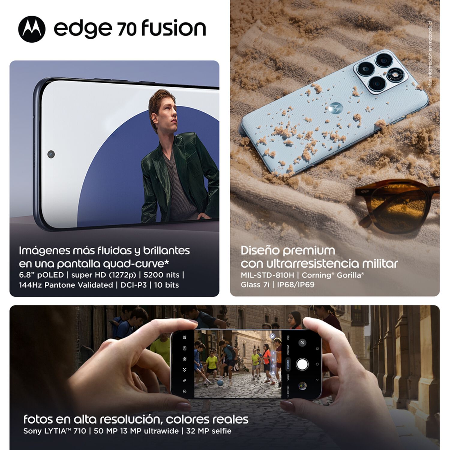 Smartphone Motorola Moto Edge 70 Fusion / 5G / 256 GB / Azul / Liberado image number 4.0