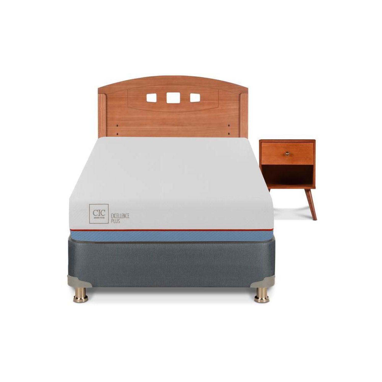 Cama Americana Cic Excellence Plus / 1.5 Plazas / Base Normal + Set De Maderas image number 0.0