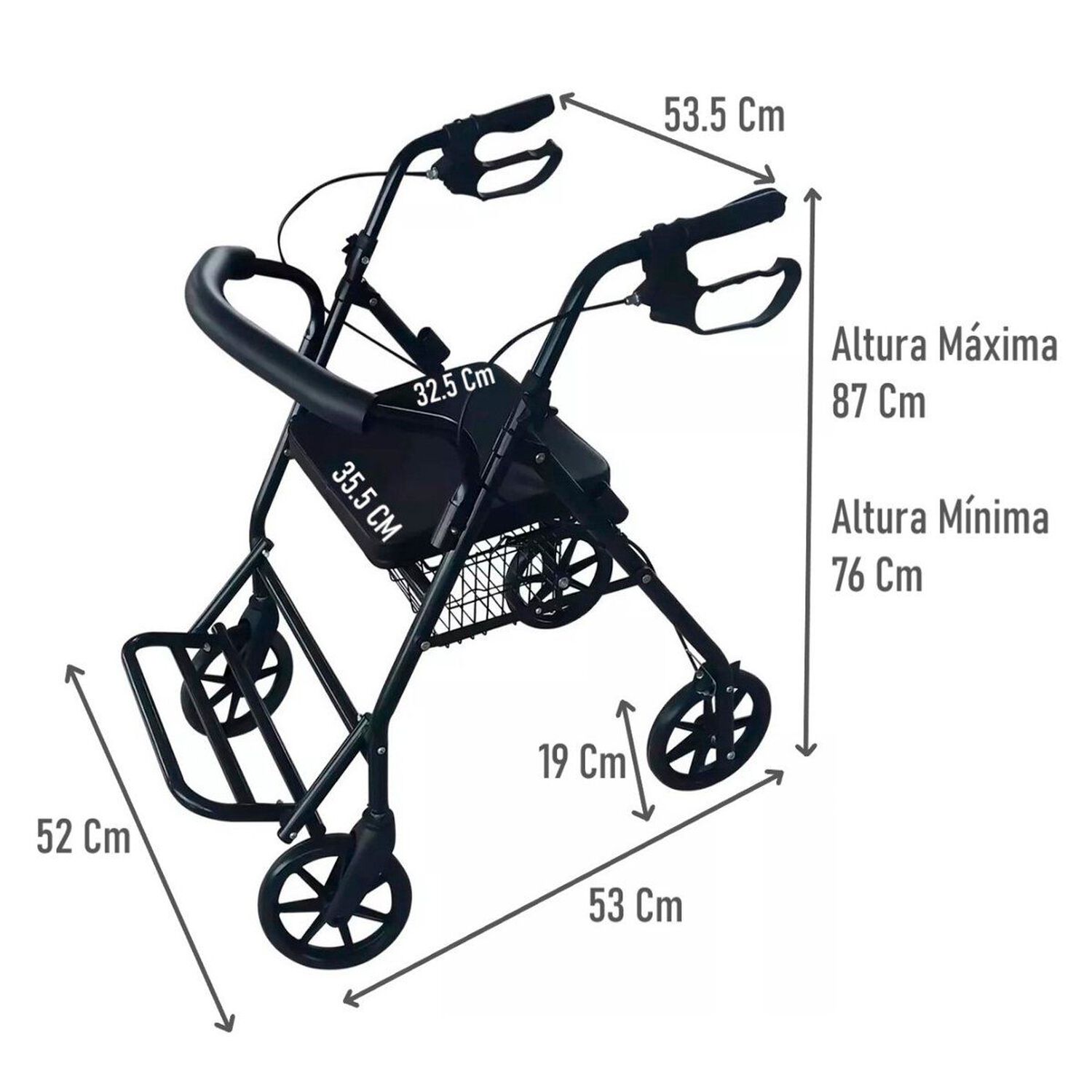 Andador Burrito Ortopedico Con Asiento 4 Ruedas Plegable image number 5.0