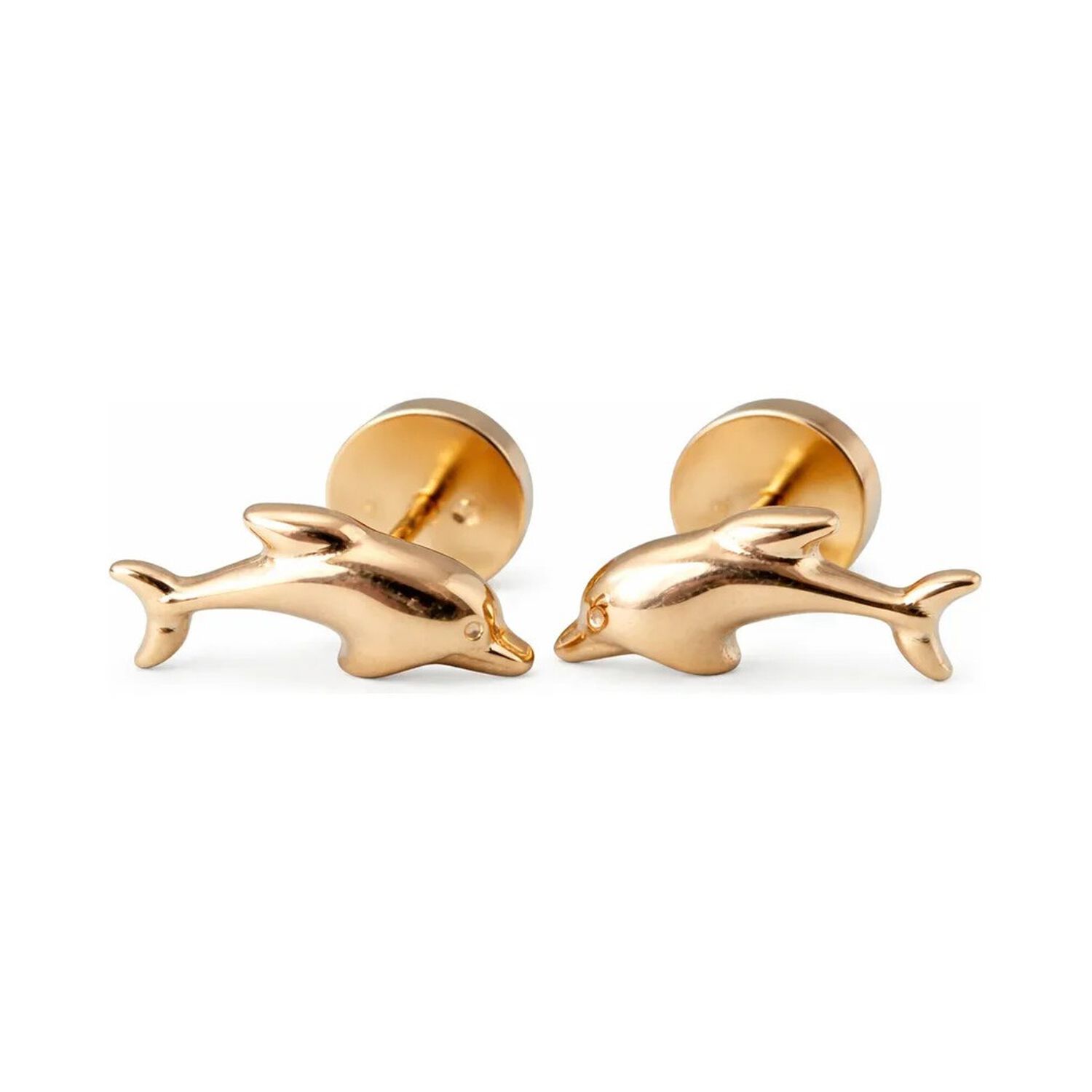 Aros Abridores Delf&iacute;n 4x9mm Oro 14k Ni&ntilde;a Hipoalerg&eacute;nico Dorado image number 0.0