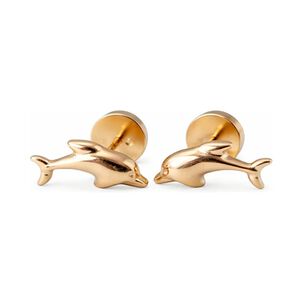Aros Abridores Delf&iacute;n 4x9mm Oro 14k Ni&ntilde;a Hipoalerg&eacute;nico Dorado