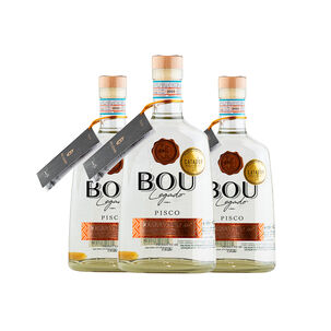 Pisco Bou Legado Blanco 40 X 3