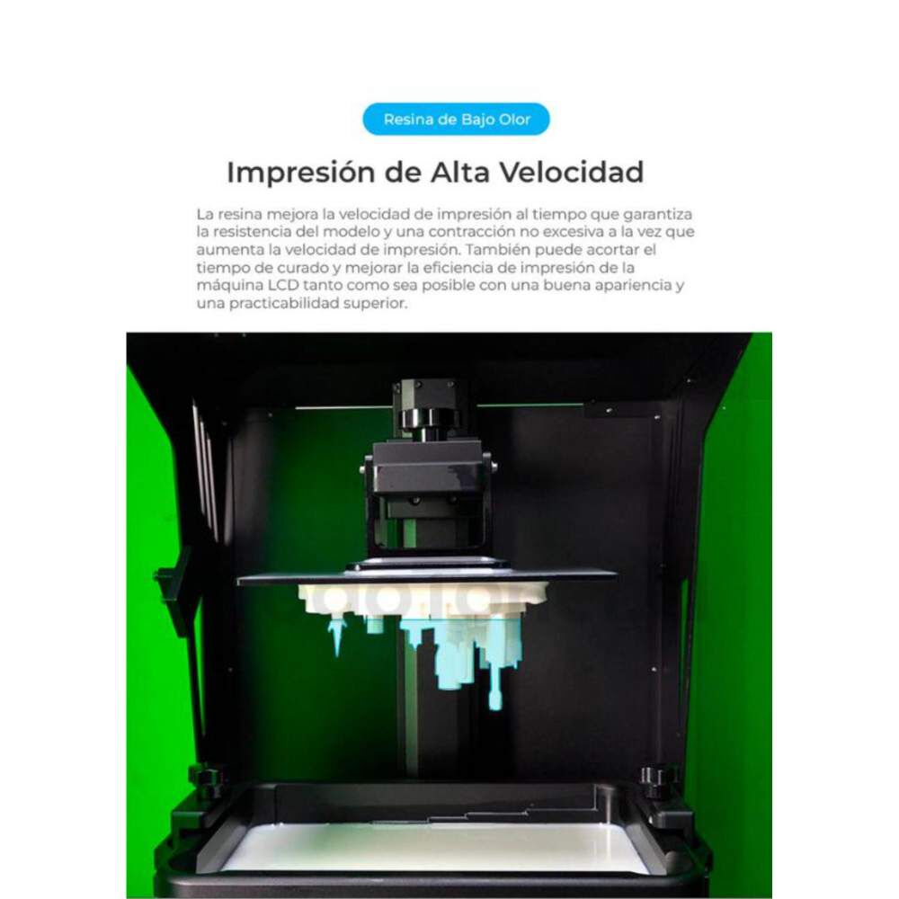 Resina Bajo Olor Verde Para Impresoras 3d 500g Creality image number 5.0