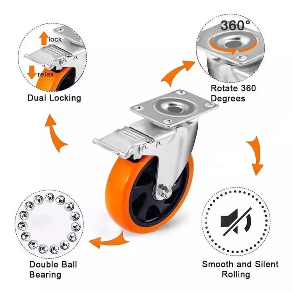 Set X4 Ruedas De 3 Pulgada Giratoria Para Muebles Con Frenos image number 3.0