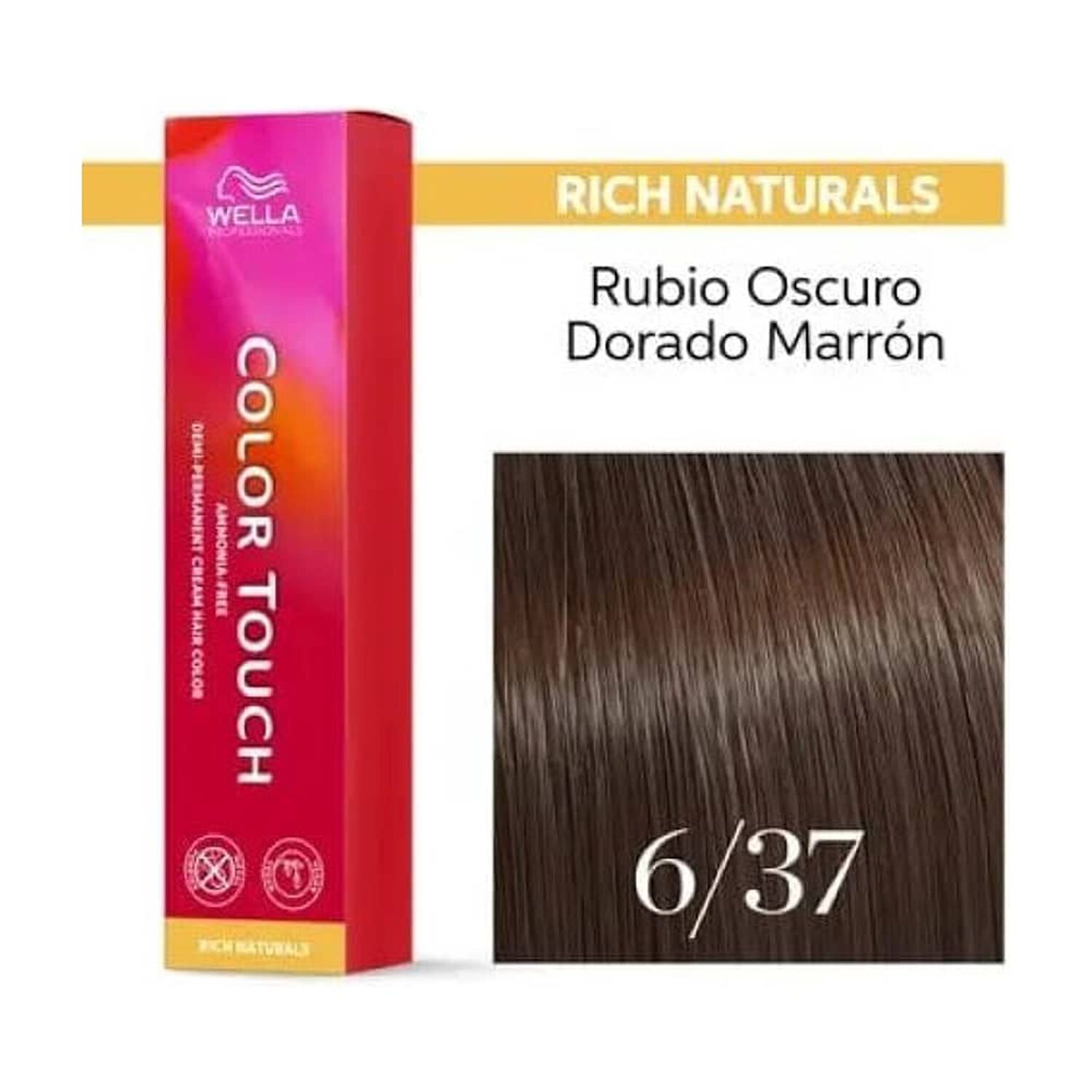 Tinte Para Cabello Wella Color Touch 6/37 Rubio Oscuro Dorado Marron 60ml image number 1.0