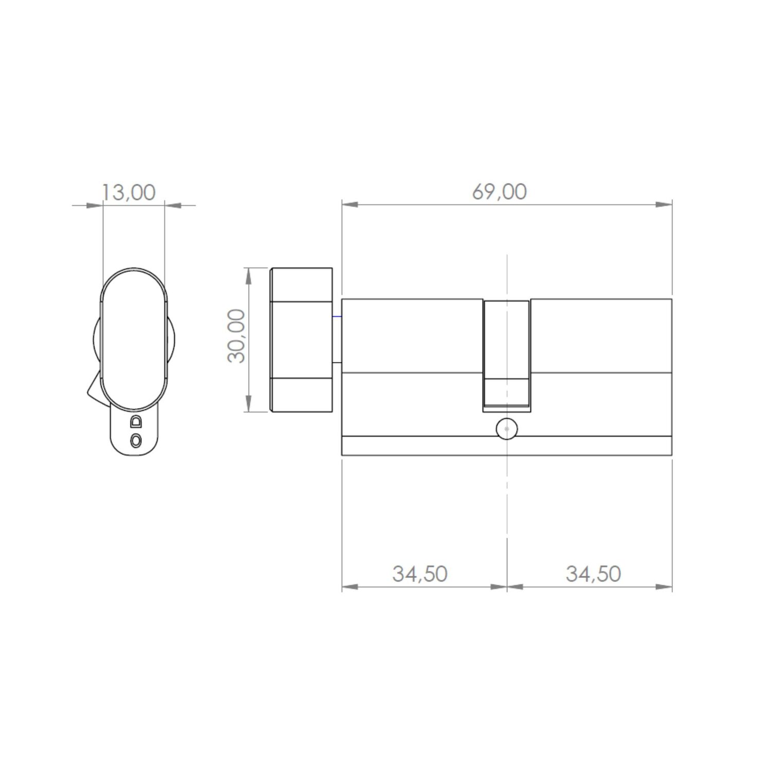 Cilindro Odis Llave-seguro Punto 70mm (35-35) 6 Combinaciones Plata image number 6.0