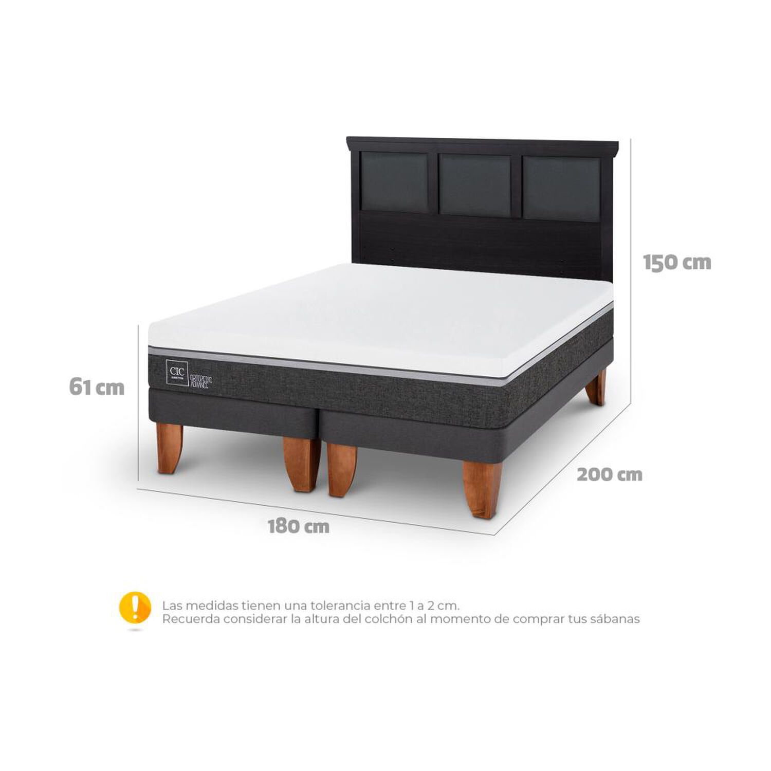 Cama Europea Cic Ortopedic Advance / King / Base Dividida + Respaldo image number 5.0