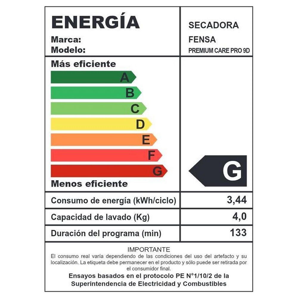 Secadora Fensa Carga Frontal 9 Kg Premium Care Pro 9d Silver image number 4.0