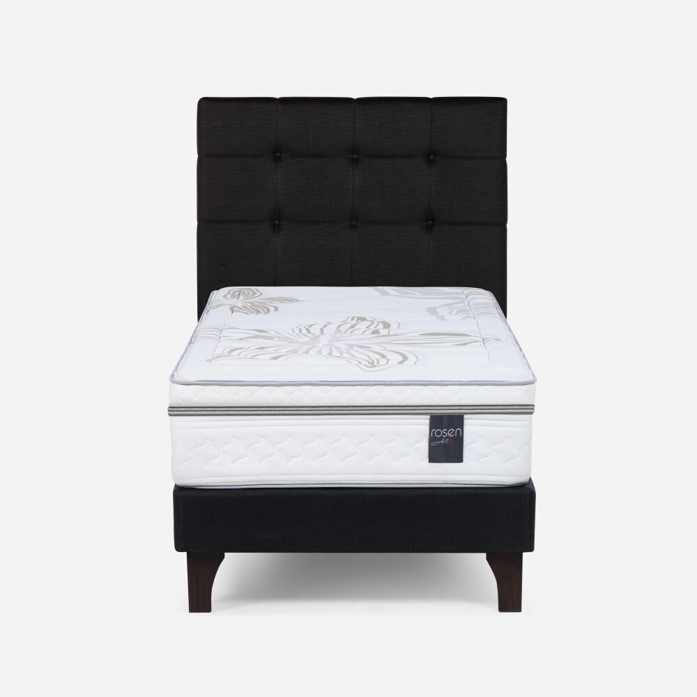 Cama Europea Rosen Art 4 / 1.5 Plazas / Base Normal + Respaldo image number 0.0
