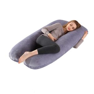 Cojín Multifuncional Terciopelo Almohada De Maternidad Gris 140x70cm