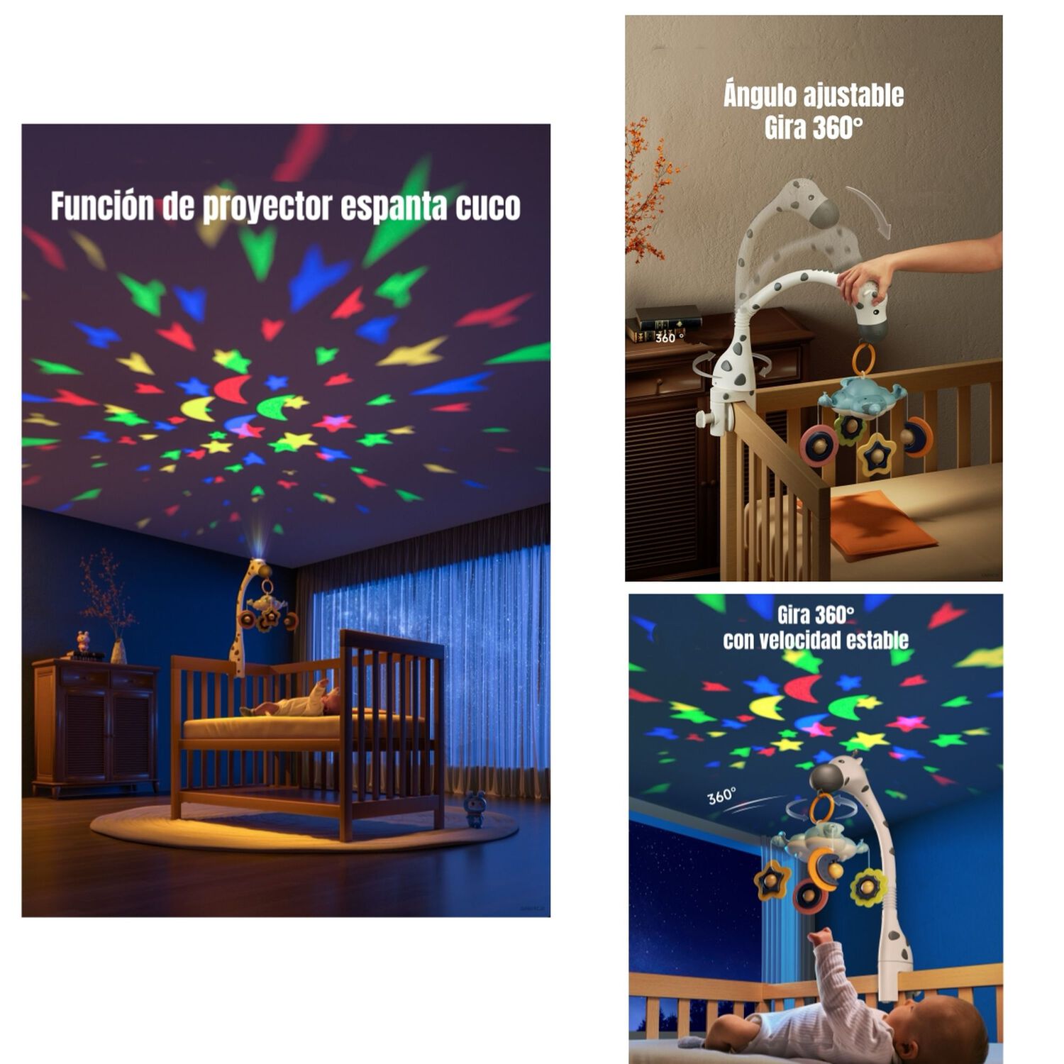 M&oacute;vil Y Proyector Luz Espanta Cuco Control Tm177 Lubabycas image number 2.0