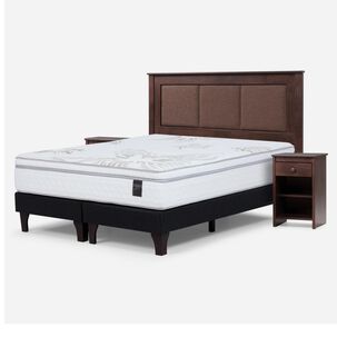 Cama Europea Rosen Art 4 / 2 Plazas / Base Dividida + Set De Maderas