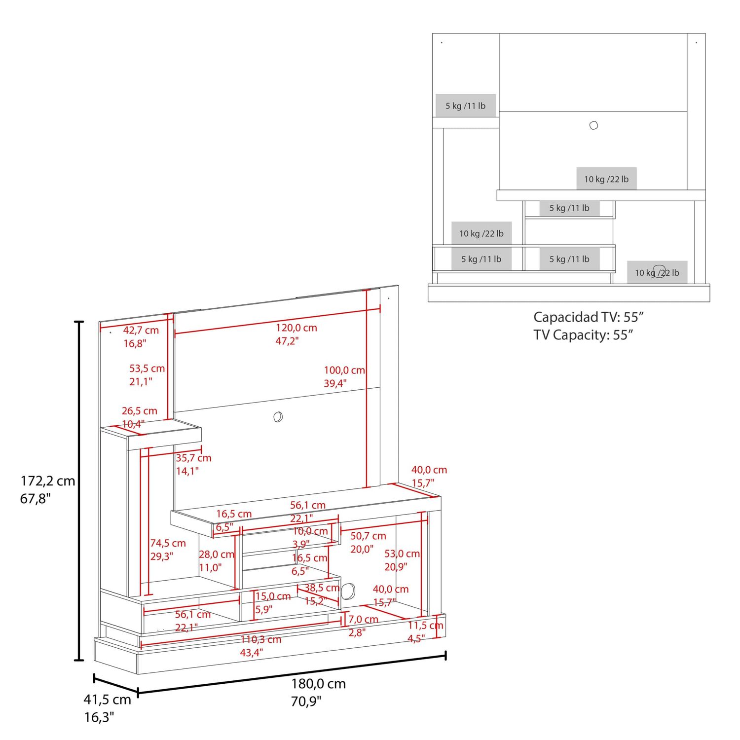 Estante Tv 55" 1 Puerta 180x172,2x41,5 Cm image number 6.0