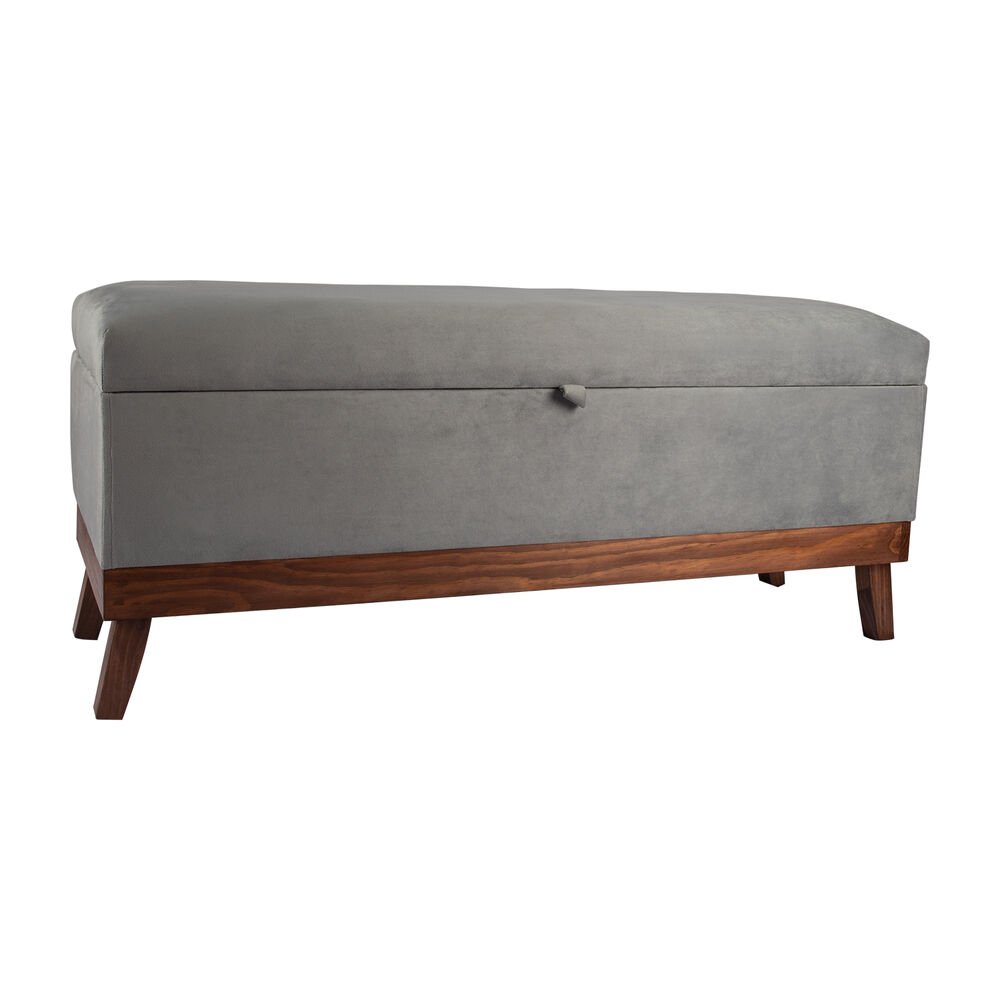 Banqueta Con Baúl Incy Gris Felpa 120x40x50 Cm Máxima Design image number 1.0