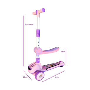 Monopat&iacute;n Plegable Infantil 2 En 1 Luces Led Rosado