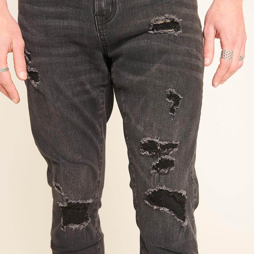 Jeans Roturas Tiro Normal Slim Hombre Rolly Go image number 3.0