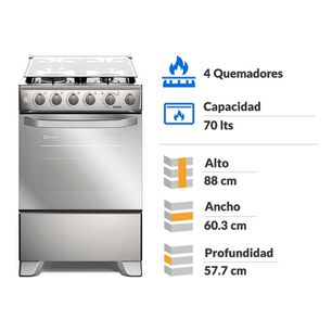 Cocina A Gas Electrolux Fe4sxc 4 Quemadores