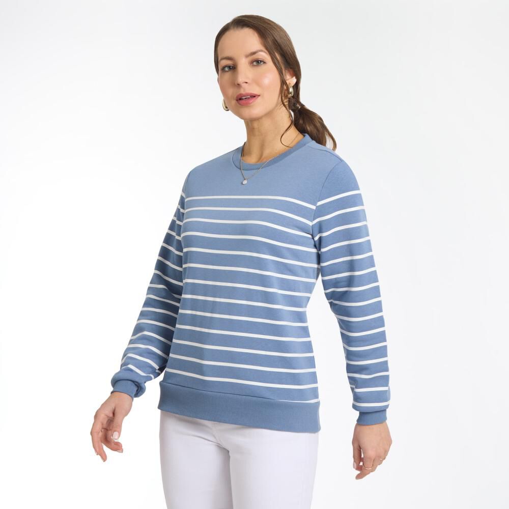 Poler&oacute;n Listado Con Aplicaci&oacute;n En Hombros Cuello Redondo Mujer Geeps image number 2.0