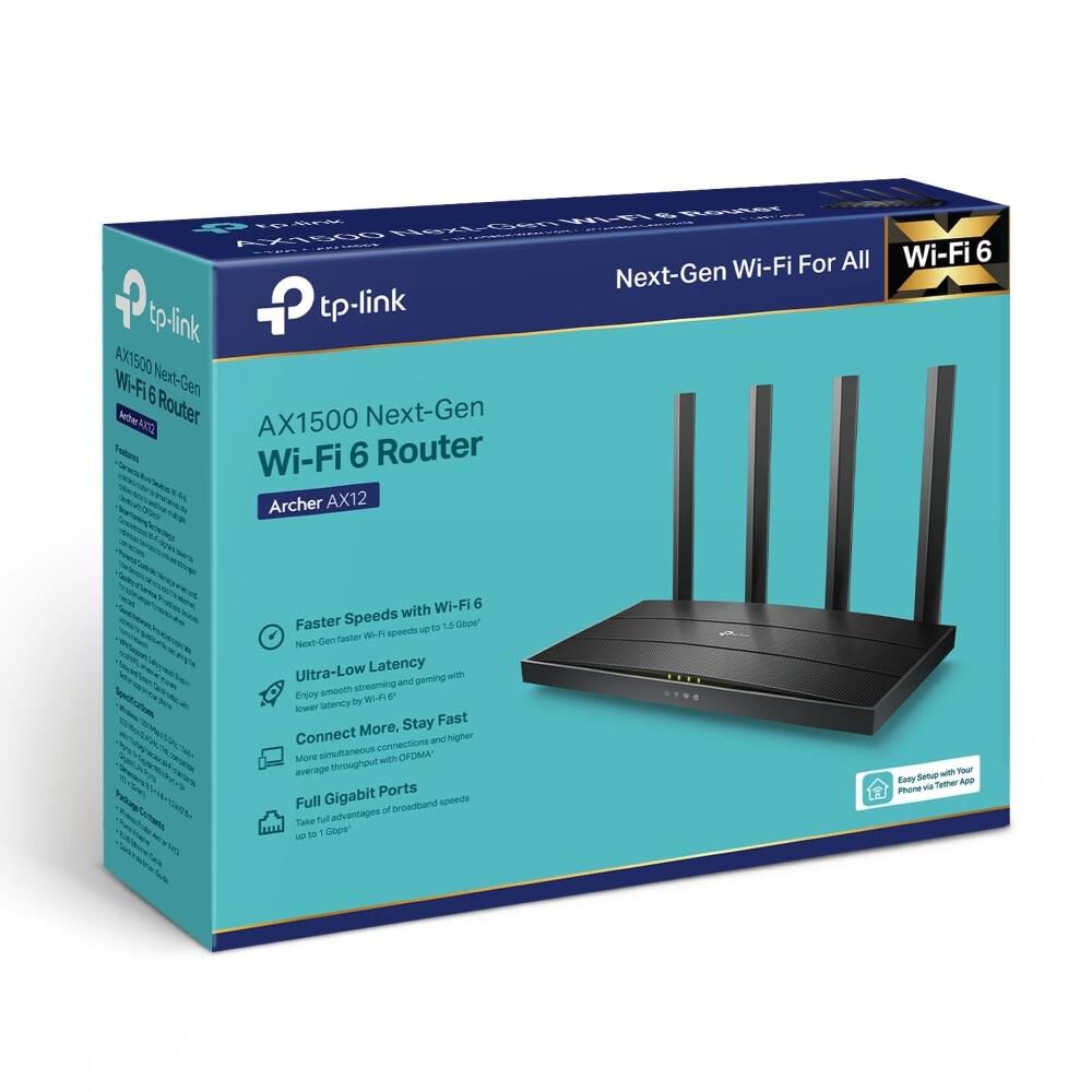 Router Tp-link Archer Ax12 Ax1500 Wi-fi 6 Negro image number 4.0