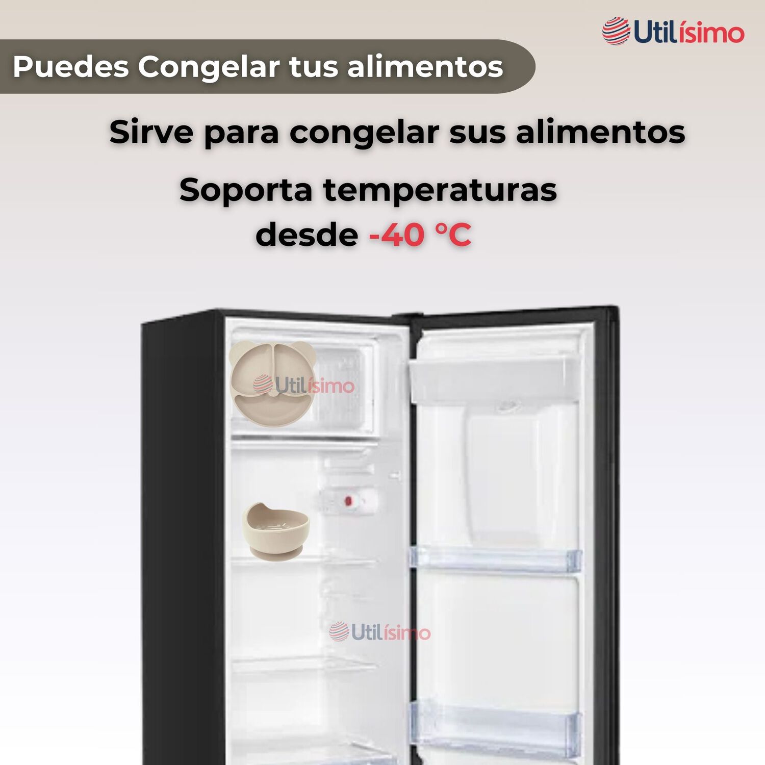 Set De Alimentaci&oacute;n Beb&eacute; Silicona De Oso 6 Piezas Libre Bpa Color Beige image number 4.0