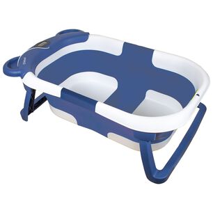Ba&ntilde;era Plegable Smart Bear Viajes Bebe Azul Con Term&oacute;metro