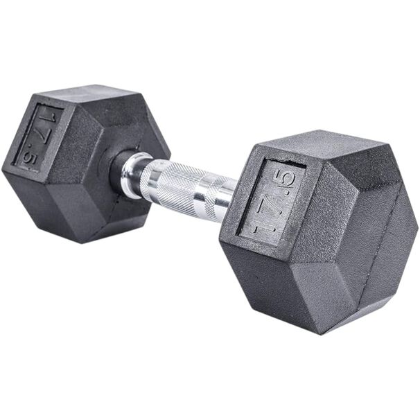 Mancuerna Hexagonal Acero Recubierta Caucho 17.5 Kg