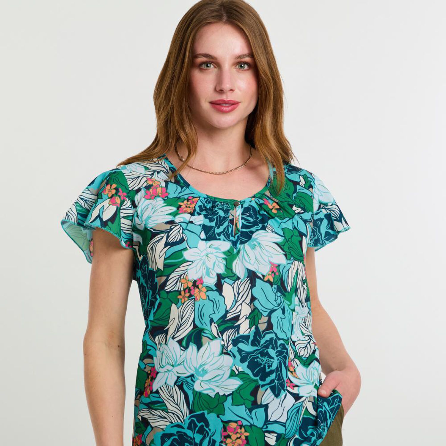 Blusa Manga Corta Cuello Redondo Mujer Lesage image number 4.0