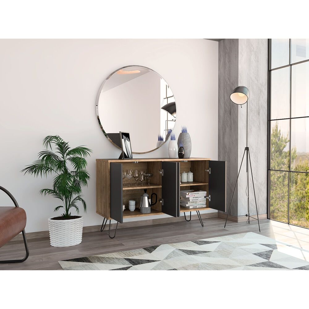 Arrimo Con 4 Puertas Y 4 Repisas Fm-001a - Caf&eacute; Claro Y Plomo image number 8.0