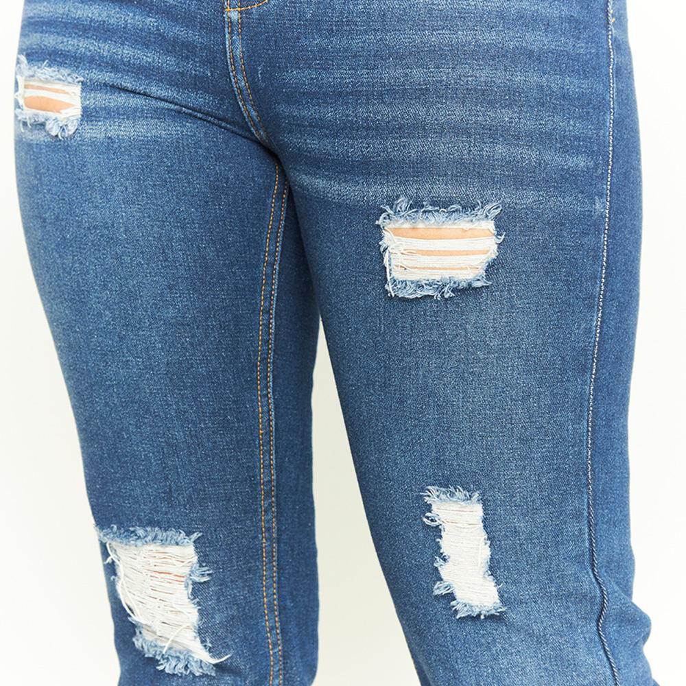 Jeans Roturas Tiro Medio Recto Mujer Geeps image number 3.0
