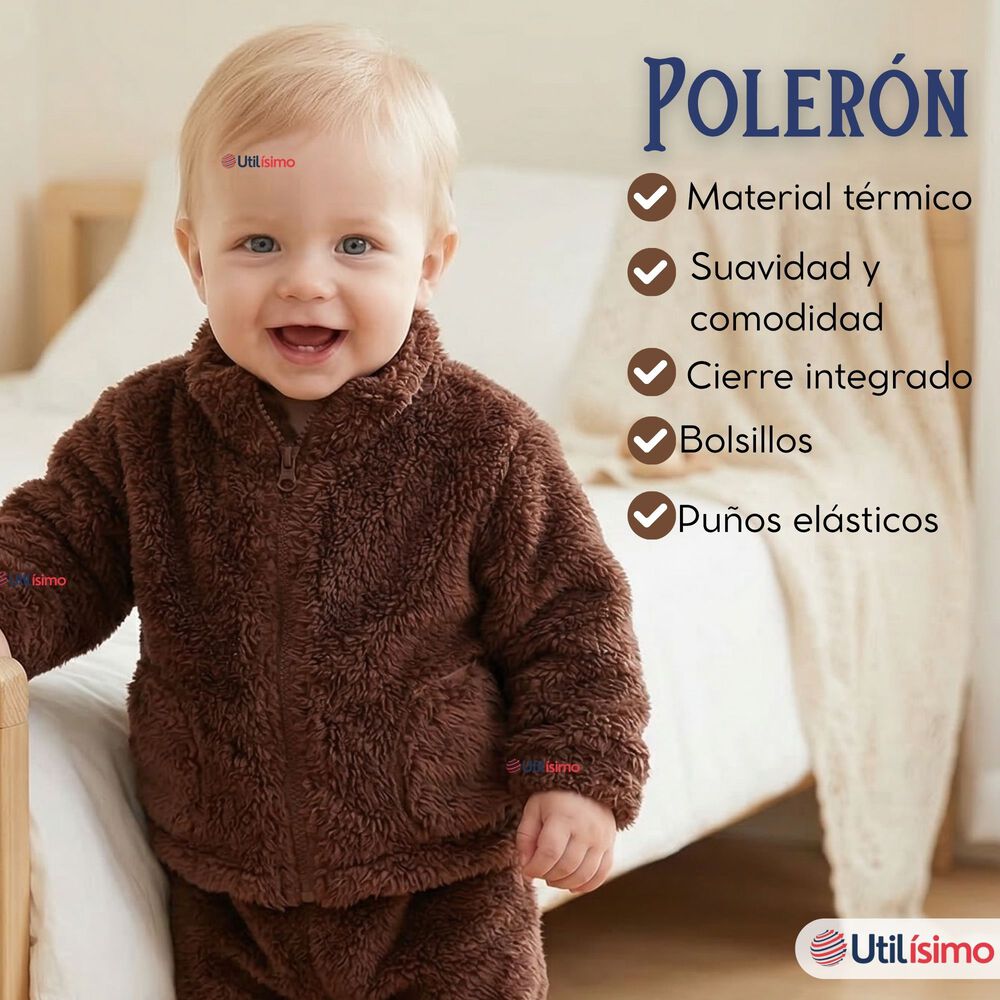 Conjunto 2 Piezas Buzo Poler&oacute;n Pantal&oacute;n Bebe Ni&ntilde;o Poli&eacute;ster Brown image number 2.0