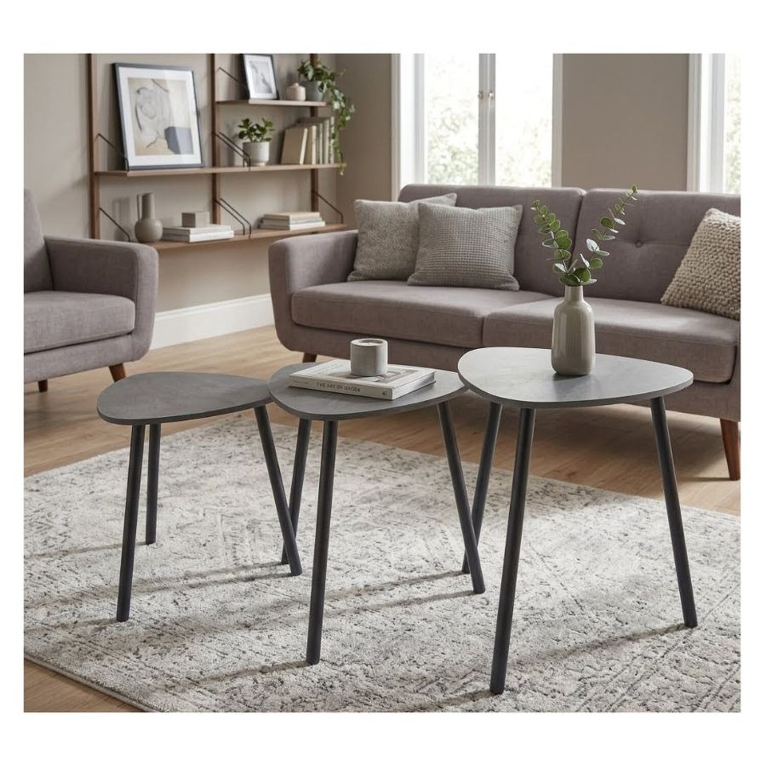 Set 3 Mesas Nido Centro Porcelanato Gris image number 4.0