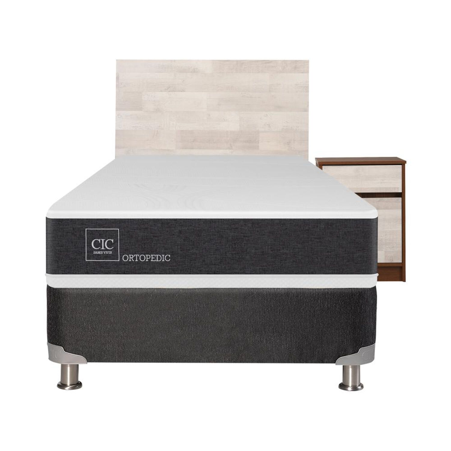 Box Spring Cic Ortopedic / 1.5 Plazas / Base Normal + Set de Maderas Legno image number 0.0