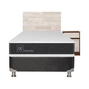Box Spring Cic Ortopedic / 1.5 Plazas / Base Normal + Set de Maderas Legno