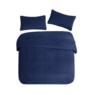Cubrecama Quilt Reversible Queen 228x228 Cm M&aacute;s Fundas Almohada Azul