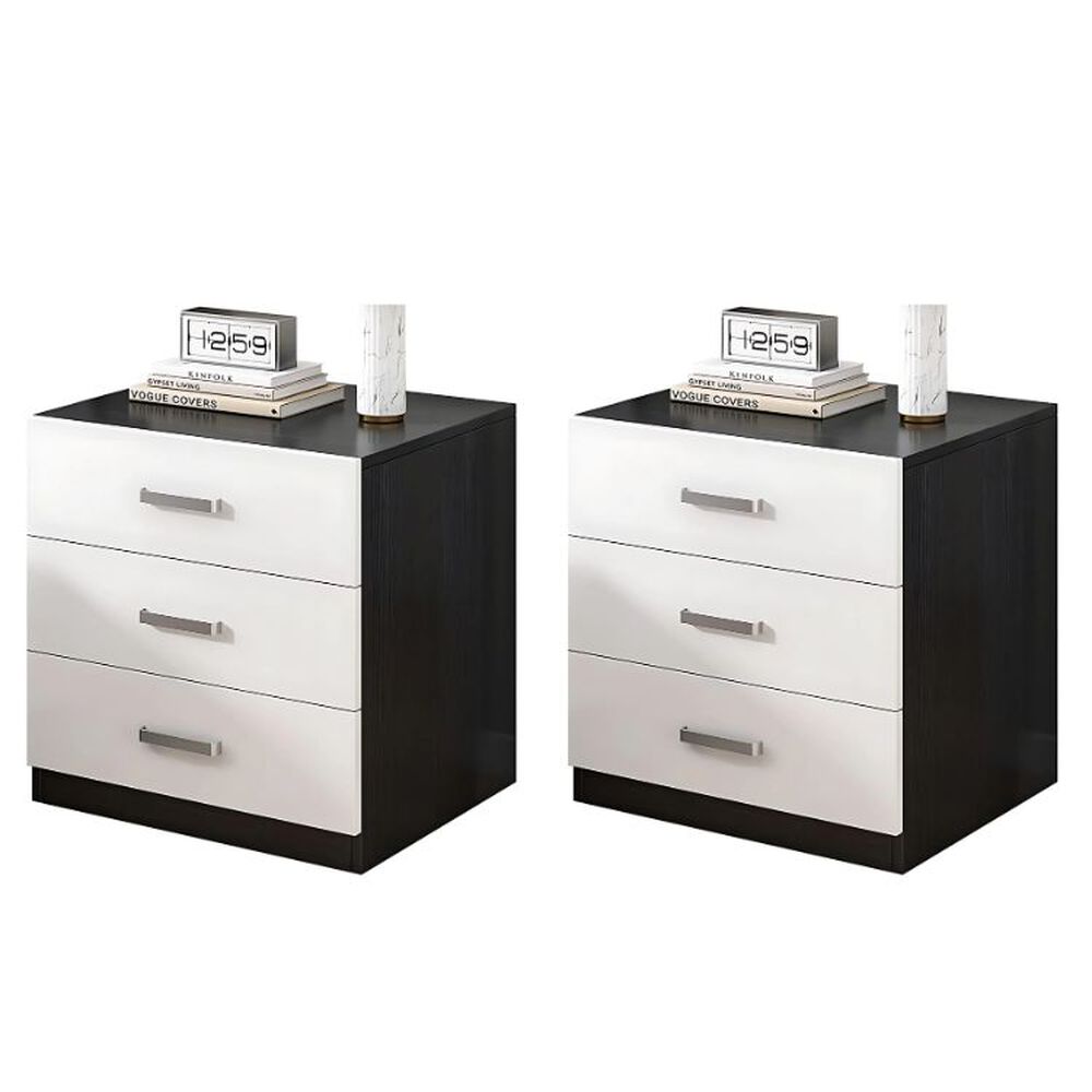 Pack 2 Velador De 3 Cajones - Blanco Y Negro image number 0.0