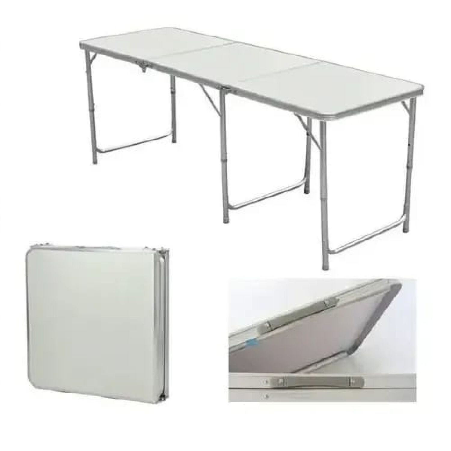 Mesa Plegable Port&aacute;til Tipo Maleta 180x60cm Blanca. image number 1.0
