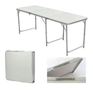 Mesa Plegable Port&aacute;til Tipo Maleta 180x60cm Blanca.