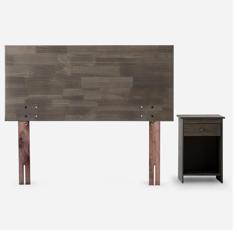 Cama Europea Rosen Wave / 1.5 Plazas / Base Normal + Set De Maderas Tabor Grafito image number 8.0