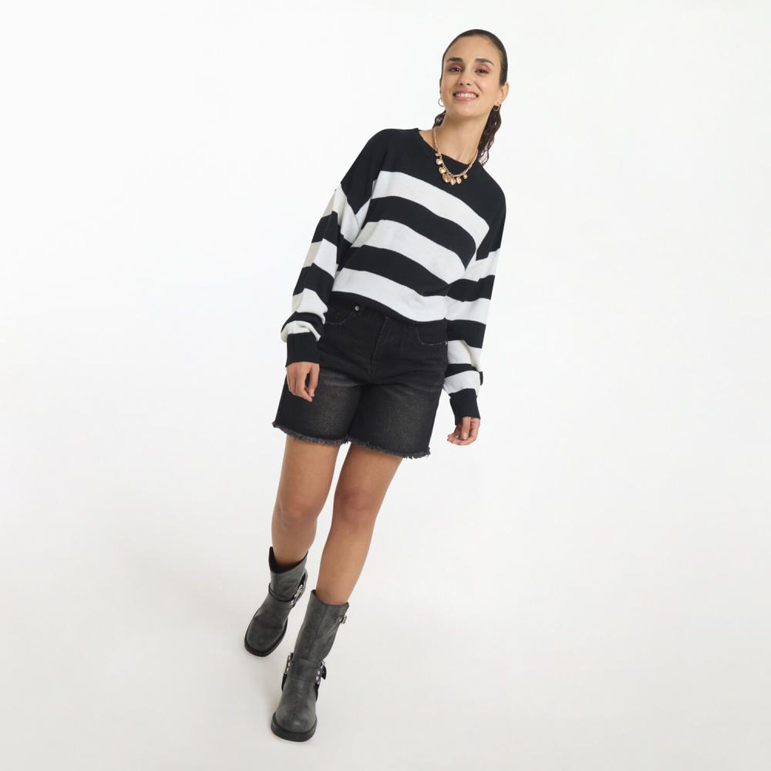 Sweater Rayas Marinero Manga Larga Cuello Reodndo Mujer Freedom image number 1.0