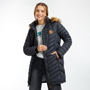 Parka Larga Cuello Alto Con Capucha Desmontable Y Pelos Mujer Freedom