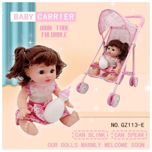 Juguete Muñeca Con Carrito Rosado Infantil