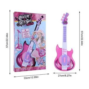 Guitarra De Juguete Con Micr&oacute;fono Luces Y Sonido