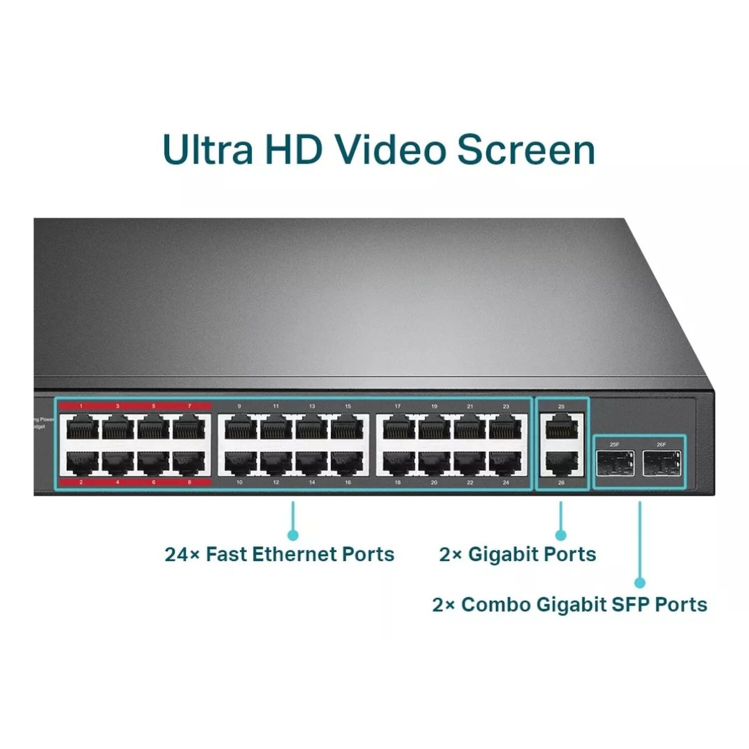 Switch 24 Port Poe+, 2 P Gigabit + 2 Sfp Tp-link Tl-sl1226p image number 1.0