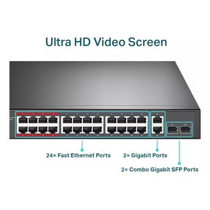 Switch 24 Port Poe+, 2 P Gigabit + 2 Sfp Tp-link Tl-sl1226p